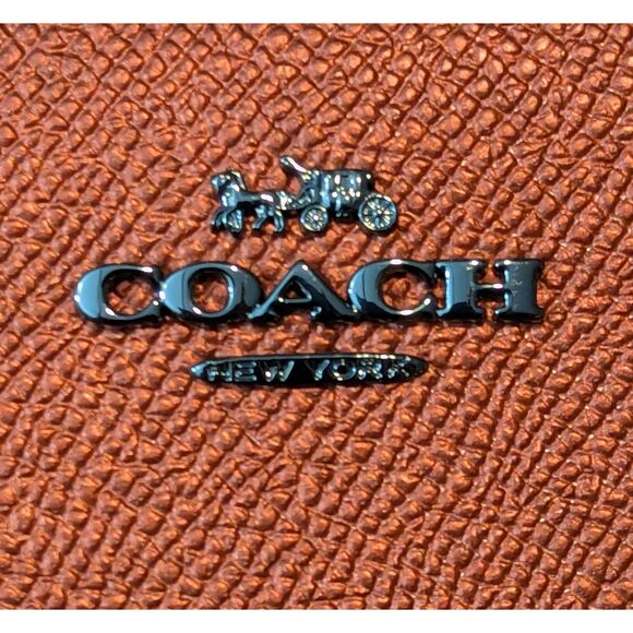 Coach Accordion Zip Wallet Metallic Red Crossgrain Leather Gunmetal Logo - Picture 6 of 9